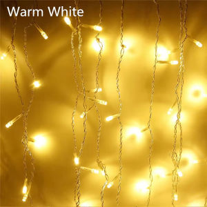 4Mx0.6M Curtain LED Icicle String Lights EU Plug Christmas Garland Droop Light Wedding Garden Street Outdoor Decorative Lighting