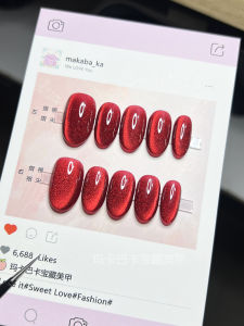 New Year Handmade Cherry Red Nail Art Stickers Wearing False Nails Short Nails Beauty Cat Eye Kitten Lashes Nail Tips Tools