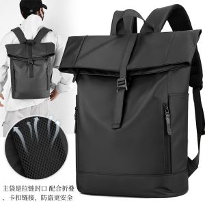 Mens Large Capacity Casual Travel Computer Backpack Waterproof Nylon Shoulder Bag with Padded Compartment for 15 Inch Laptop