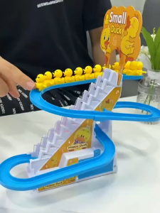 Duck Climbing Stairs Toy 2-5Years Old Electric Educational Toy Duck Climbing Racing Track Toy Music Duck Roller Coaster