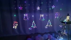 Dây đèn rèm Noel Trăng Sao trang trí giáng sinh trang trí TẾT trang trí nhà có chế độ nháy nhiều màu sắc