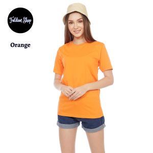 Kaos Polos Wanita Oneck Lengan Pendek Bahan Katun Combed 30s Warna Orange