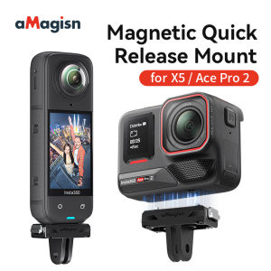 aMagisn Quick Release Mount for Insta360 X5 and Acepro2 Plastic Magnetic Base with 1/4 and 2-prong Adapter Accessories