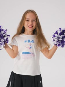 (120-170) FILA KIDS FOR CHAMPIONS ORIGINALE Girls Short Sleeve T-shirt in White