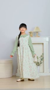 JISOO Gamis Overall Anak Perempuan Ala Korea 3 sampai 15 tahun Bahan Louis Cringkle Elegan Kekinian