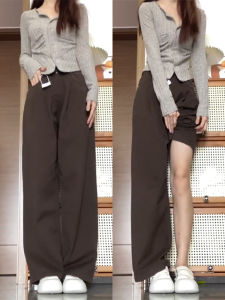 High Waist Wide Leg Jeans Womens Loose Fit Straight Leg Pants plus Size Pear Shape Body Color Brown Autumn New Style