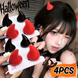 4Pcs Halloween Little Devil Horn Hair Clips Creative Cosplay Costume Barrettes Girls Photo Prop Halloween Hair Accessories