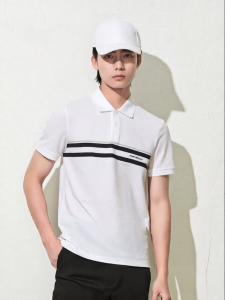 Summer Business Casual Stripe Polo Short Sleeve T-Shirt