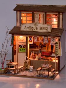 Miniature Scene Model House DIY Assembly Tea House Boredom Relief Handmade Gift for Girls Wood Material Building Model
