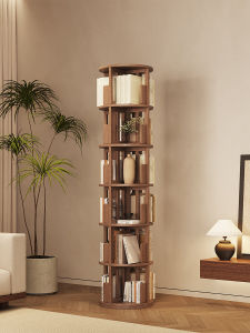 Solid Wood Rotate Bookshelf 360 Degrees Movable Storage Picture Book Shelf Floor For Home Living Room Childrens Bookcase