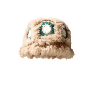 Rabbit Fur Lion Hat Female Autumn and Winter Thickened Warm and Cute Face Slimming Plush Fisherman Hat Knitting Wool Bucket Hat