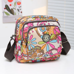 กระเป๋าผ้าลายดอกไม้สไตล์เกาหลี กระเป๋าสะพายข้างผู้หญิง กระเป๋าสะพายไหล่เดี่ยว กระเป๋าผ้าลายดอกไม้ กระเป๋าสะพายข้างแบบถือได้ขนาดกลาง