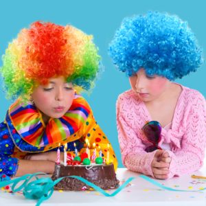 Funny Clown Curly Afro Synthetic Wigs Rainbow Wig Colorful Clown Wig Crazy Afro Wig Party Halloween Costume Prank