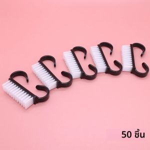 50/100pcs แปรงเล็บสีดํา MINI Goat Horn Scrubber นุ่มลบฝุ่นพลาสติกเล็บเท้าเล็บแปรงทําความสะอาด