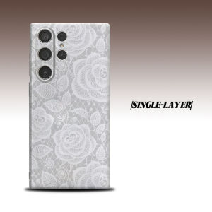 White Lace Rose For Samsung Galaxy S26 S25 S24 A56 A36 Dual Layer Luxury Fashion Full Lens Protective Case