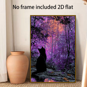 Kayou | ﻿ Jigsaw Puzzle Adult  Black Cat in Purple Forest Decor Adults Puzzle Games Family Fun Floor Puzzles Educational Toys for Kids
