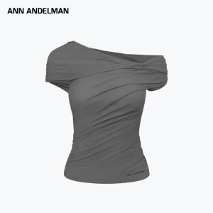 ANN ANDELMAN | Irregular Neckline Well-tailored Pleated Top