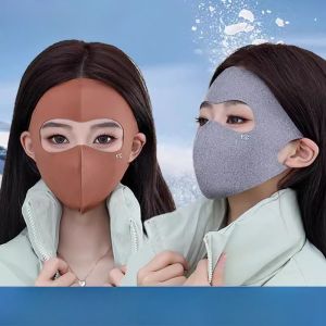 หน้ากากกันลมสำหรับผู้หญิงสำหรับการขี่จักรยานหน้ากากใส่ขับรถเพิ่มความอบอุ่นเป็นพิเศษสำหรับขี่จักรยานไฟฟ้าหน้ากากป้องกันแสงแดด Seluruh Wajah