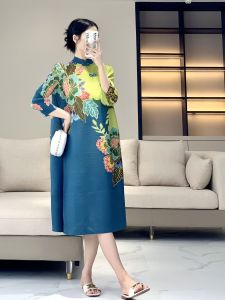 โนวาคุณภาพ⭐หนึ่งคนหนึ่งจีบ⭐ชุดยาวผ้าพิมพ์ลายไฮเอนด์แบบใหม่สไตล์ขนาดใหญ่ประจำชาติจีนแบบใหม่