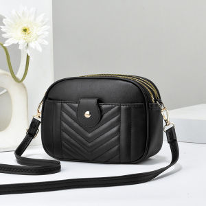 Soft Leather Crossbody Bag for Women Single Shoulder Bag Middle-Aged And Elderly Fashion Element Embroidery City Simple Style