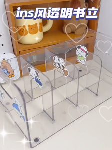 Worthbuy Rak Buku Meja Akrilik Transparent Partition bookshelf Desktop Book Rack Book Divider Stand Book Organizer Shelf 书架