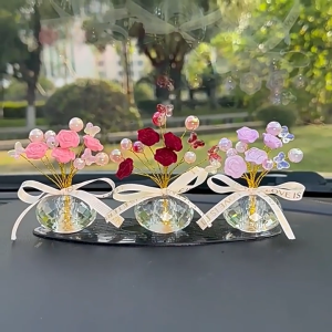 Crystal Rose Car Ornament – Creative Floral Dashboard Decoration Child-Safe Car Decor | Premium ABS Resin | Non-Toxic