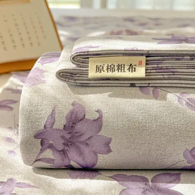 MANSHIAN | Thick Linen Ramie Fabric Bedsheet Set Pillowcase