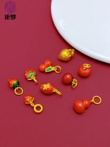 Cute Red Fruit Gourd Strawberry Cherry Pendants Beads DIY Accessories for Girls Drop Oil Sand Gold Fresh out Fashion Jewelry