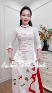 Bộ áo dài truyền thống - thể hiện tinh thần yêu nước (Mẫu E10) - (2 màu chọn)