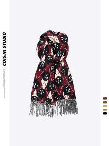 Autumn Winter Warm New 2025 Cartoon Cat Tassel Scarf Womens Shawl Two-Purpose High-End Feeling Fake Cashmere Neck Warmer