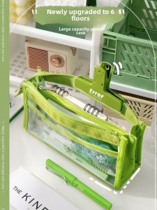 Large Capacity Transparent Simple Multi-Layer Pencil Case Cute Girl Middle School Student High Aesthetic Multi-Function Ins Style