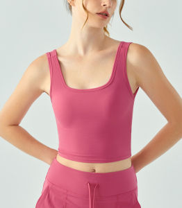 เสื้อกั๊กโยคะ SUPERFLOWER ของผู้หญิงพร้อมเบาะรองหน้าอกแบบคงที่สปอร์ตบราเปลือยหลังสวยกระชับชุดออกกำลังกายสลิมมิ่ง