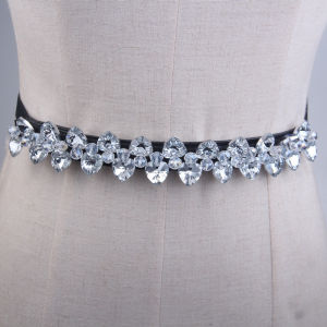 Elastic Crystal Embellished Decorative Sash Womens Fashion Waist Belt Sweet Style Skirt Belt PU Leather Single Circle