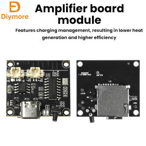 diymore | DC 5V 3W Adjustable Bluetooth Power Amplifier Board Module Supports TF Card Memory Card Playback Type C Interface