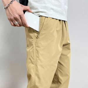 Summer Thin Cargo Pants Men Casual Tapered Trousers with Zipper Pockets Quick Dry Streetwear Pants for Outdoor Daily Wear S-3XL