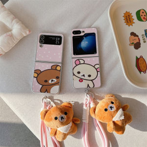 Polka Dot Bear Design Phone Case for Samsung ZFlip6 ZFlip5 ZFlip4 ZFlip3 W23/24 Flip Cover Foldable Screen Protection Womens Style