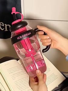 1300ml Large Capacity Straw Cup Outdoors Anti-fall Water Cup Heat-resistant With Handle Water Bottle Leak proof Drink Cup BPA FREE