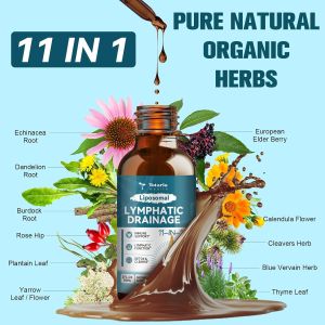 Totaria Liposomal Lymphatic Drainage Drops - 11 In 1 Organic Lymphatic Drainage Supplement with Burdock Root Echinacea Elderberry Calendula Cleavers Herb Dandelion Supports Lymphatic Health 2 FL.OZ