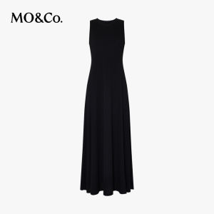 MO&Co. | Sleeveless Drop Shoulder Flowy Black Dress