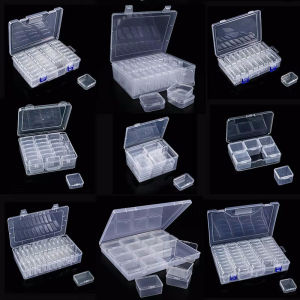 Small Bead Organizer Cases Plastic Organizer Box Mini Clear Bead Storage Container Box with Hinged Lid for DIY Jewelry Supply
