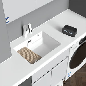 Pournelle Ceramic Laundry Basin Integrated Washing Pool Clothes Scraper Bathroom Sink Balcony Sink Quality Home Improvement