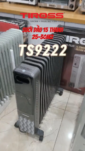Lò sưởi dầu Tiross 15 thanh TS9222 Model mới nhất điều khiển từ xa - Hàng chính hãng