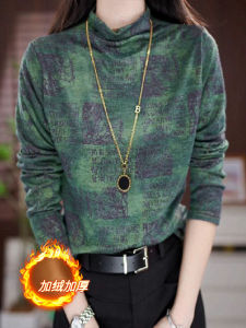 เสื้อเชิ้ตคอสูงครึ่งตัวผ้าขนแกะผสมสำหรับผู้หญิงในฤดูใบไม้ร่วงและฤดูหนาว เสื้อเชิ้ตผู้หญิงแบบลำลอง เสื้อเชิ้ตคอปกสูงแบบบาง