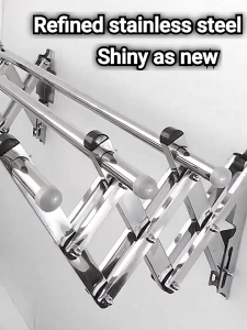Sampayan Drying Rack Wall Mounted Retractable Foldable Heavy Duty Stainless Steel Clothes Rack Laundry Hanger 3/4/5