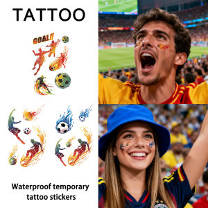 3Pcs Glitter Football Waterproof Temporary Tattoo Long-Lasting and Waterproof Soccer Fan Face Stickers For Arm Face
