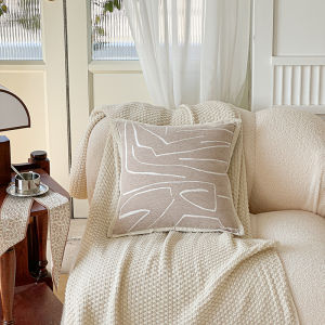 Accessible Luxury Cream Style Pillow French Retro Debutante Style Pillow Living Room Sofa Milk Tea Color Cushion Cover without Core