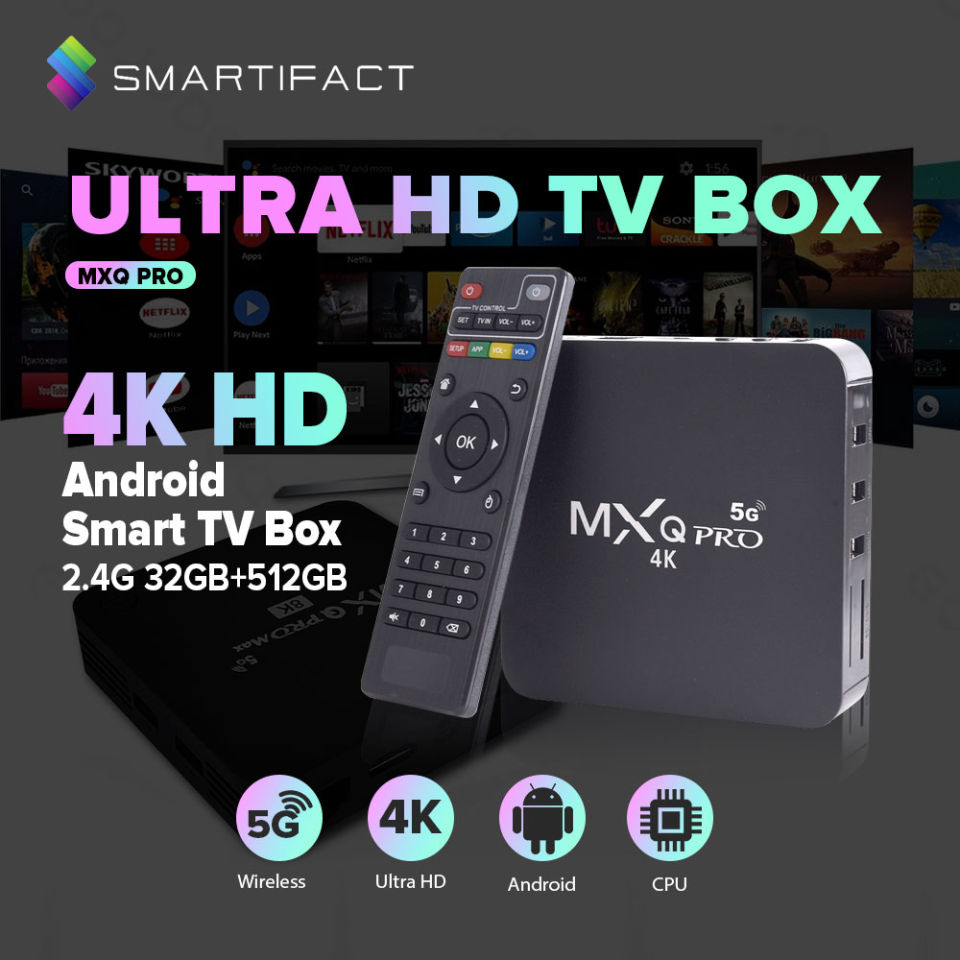 Smartifact MXQ Pro 4K Android 11.0 TV Box 5G for Non Smart TV Ultra HD Quad Core TV Box 2.4G Wifi 8GB+128GB Smart TV Box Connect To Wifi 4K Android + I8 Mini Keyboard 2.4GHz
