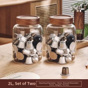 Food Grade Glass Sealed Storage Jar Coffee Capsule Preservation Container Tea Bag Storage Box Kitchen Organization Accessory