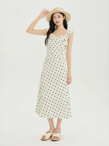 SANFU | New Stereoscopic Removable Flower Single-side Waist Gather Dress