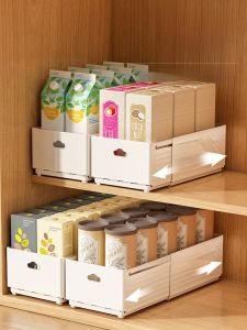 Kitchen Cabinet Drawertype Retractable Desktop Snack Miscellaneous Deep Cabinet Right Angle Storage Box Plastic Material